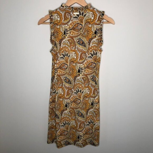 Michael Kors Neutral Paisley Printed V-neck Shift Dress Size XS - Picture 5 of 6